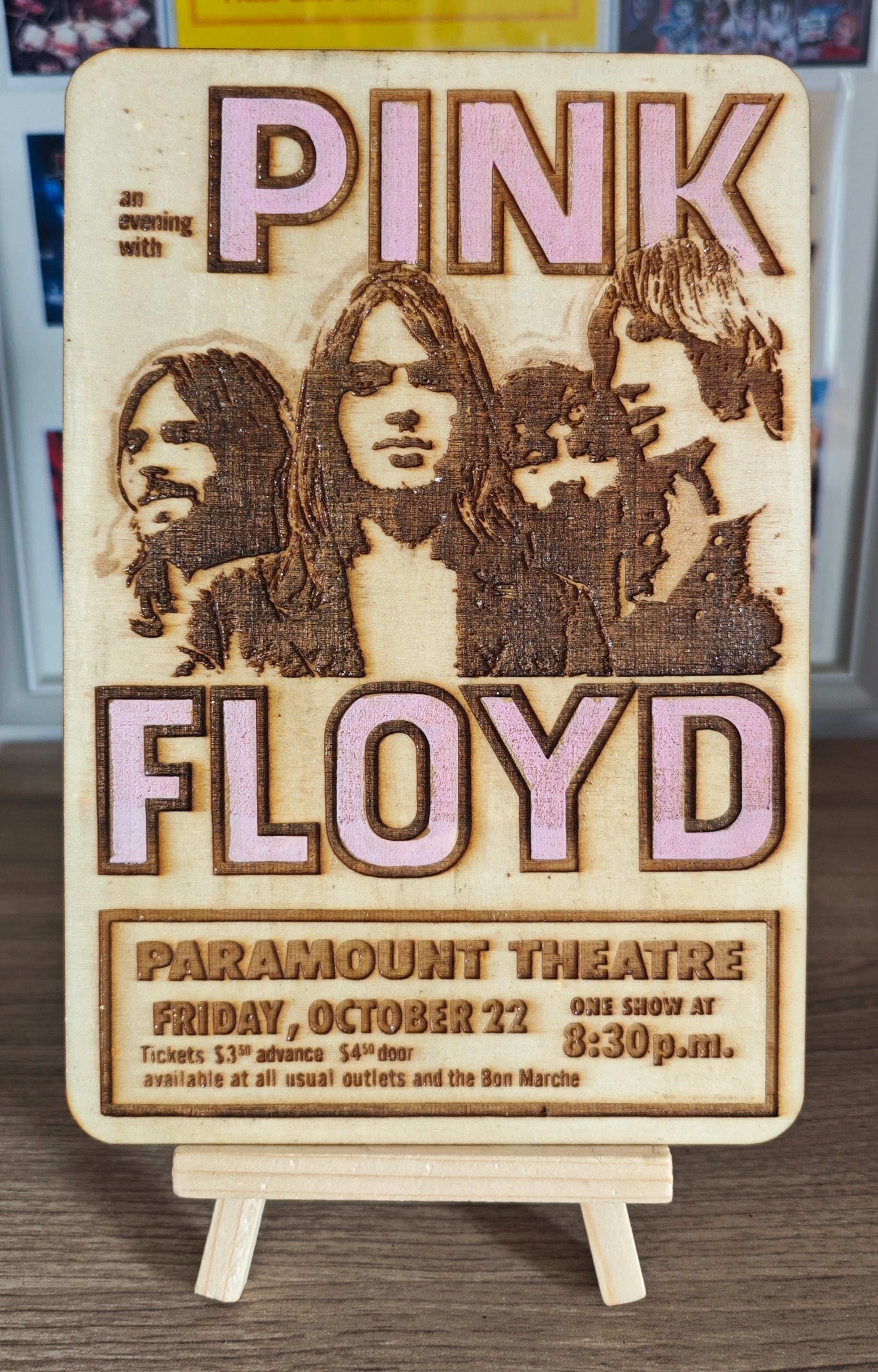 TAVOLETTA DECORATIVA - PINK FLOYD - legno con incisione laser