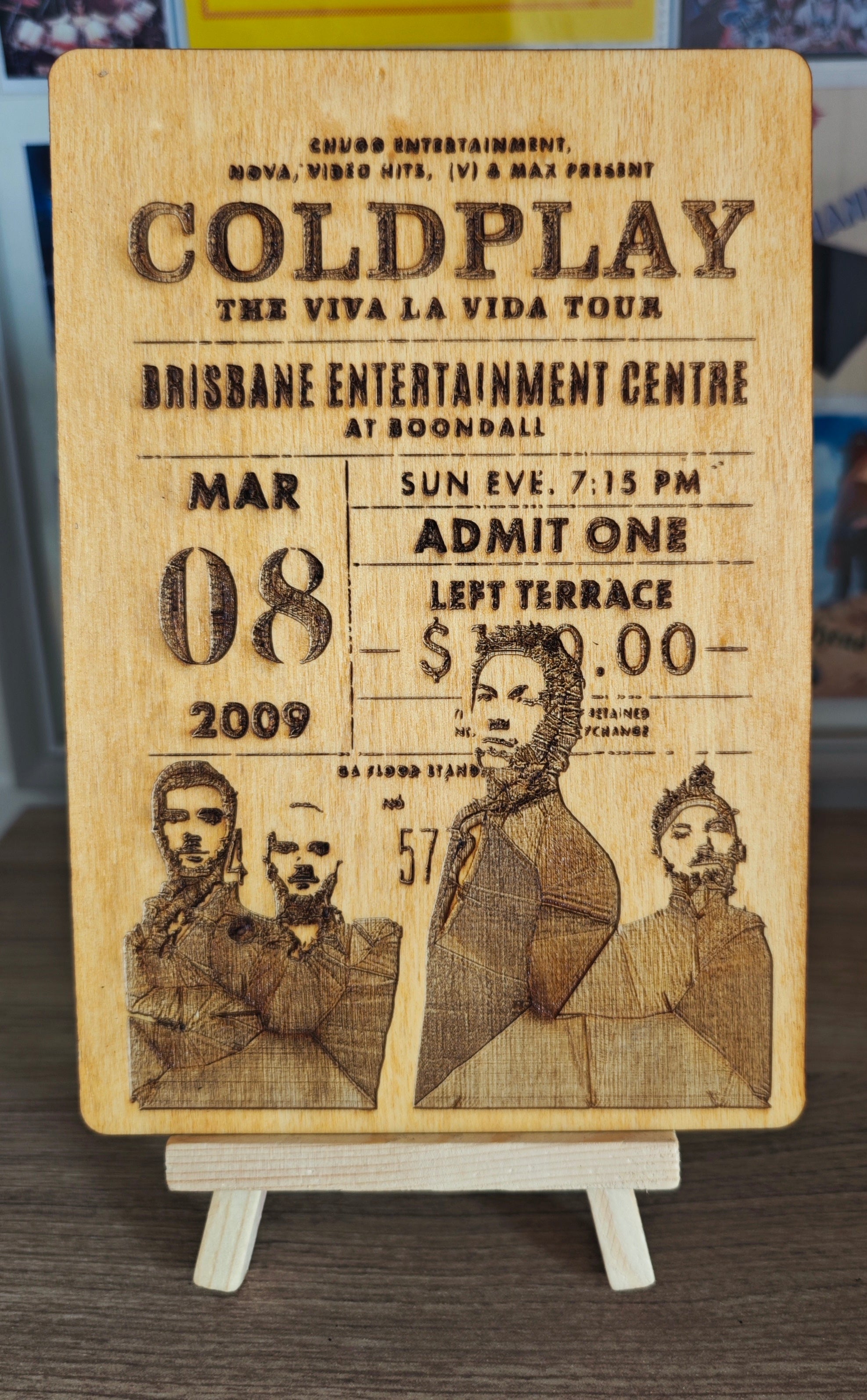 TAVOLETTA DECORATIVA - COLDPLAY - legno con incisione laser
