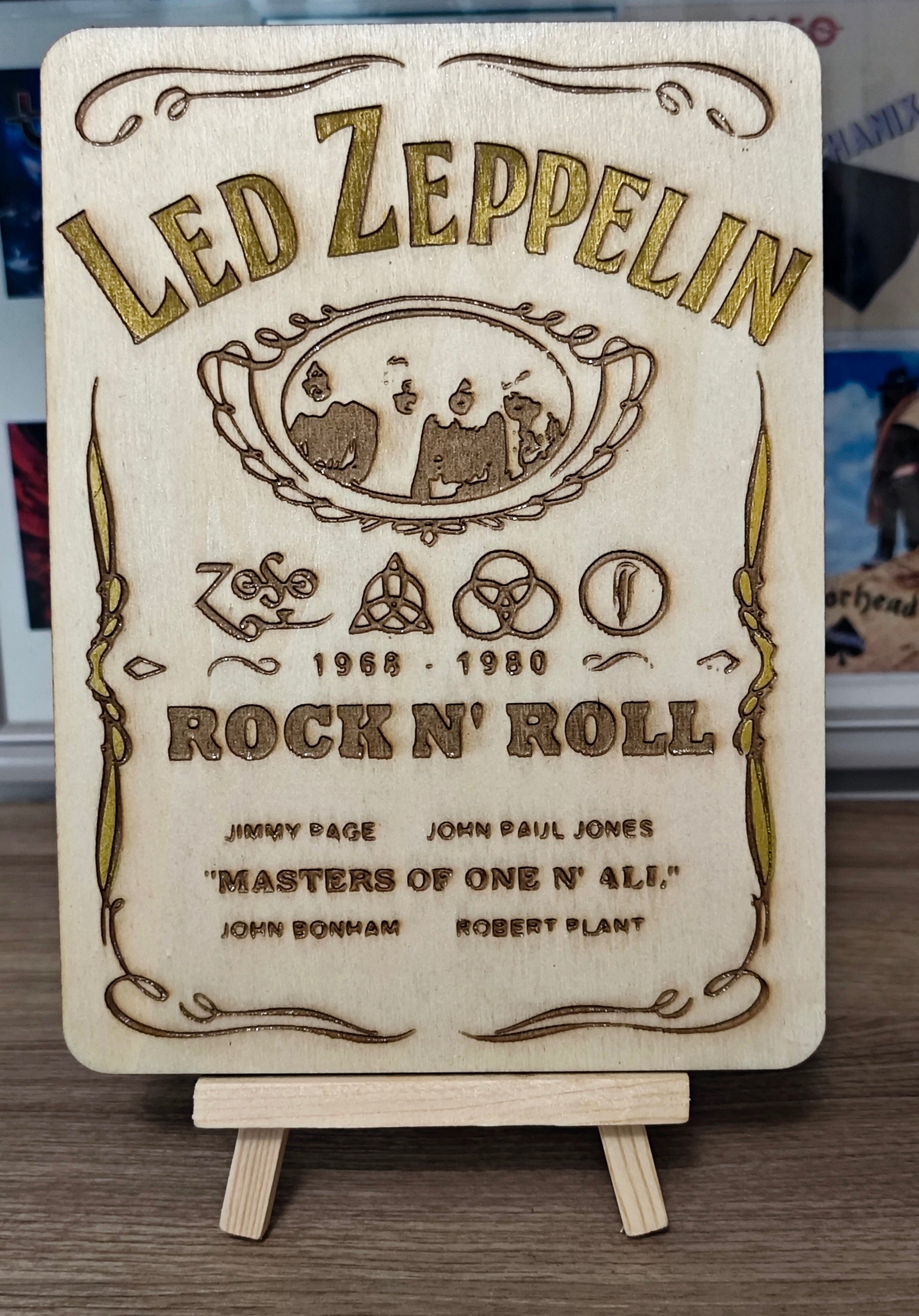 TAVOLETTA DECORATIVA - LED ZEPPELIN - legno con incisione laser
